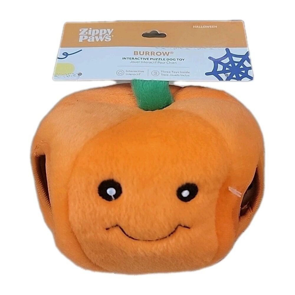 ZippyPaws Burrow Pumpkin Interactive Hide & Seek Dog Toy Halloween NWT